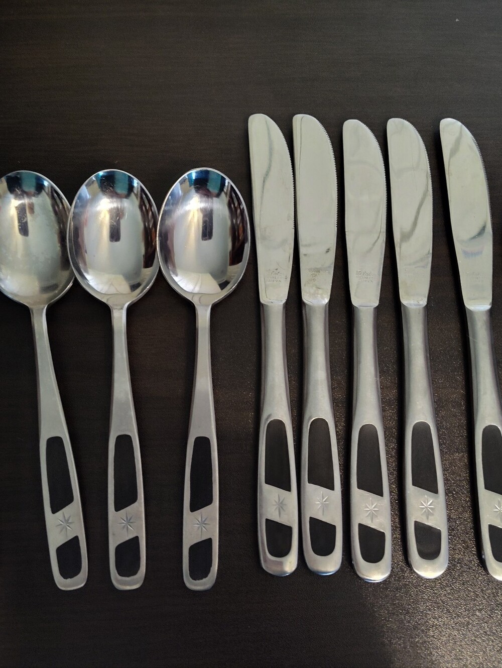 Telstar retro starburst spoons, knives, butter knife stainless steel replacement